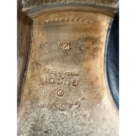 Gucci Mens Black Leather Horsebit Loafers Silver Hardware Made in Italy 12.5 - Picture 9 of 10